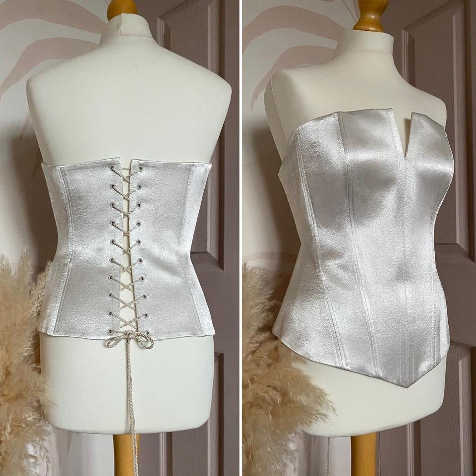 Dawn Stretton white lace up corset uk 16