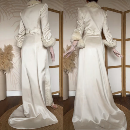 Ellis ivory 2-piece wedding dress & coat set uk 12