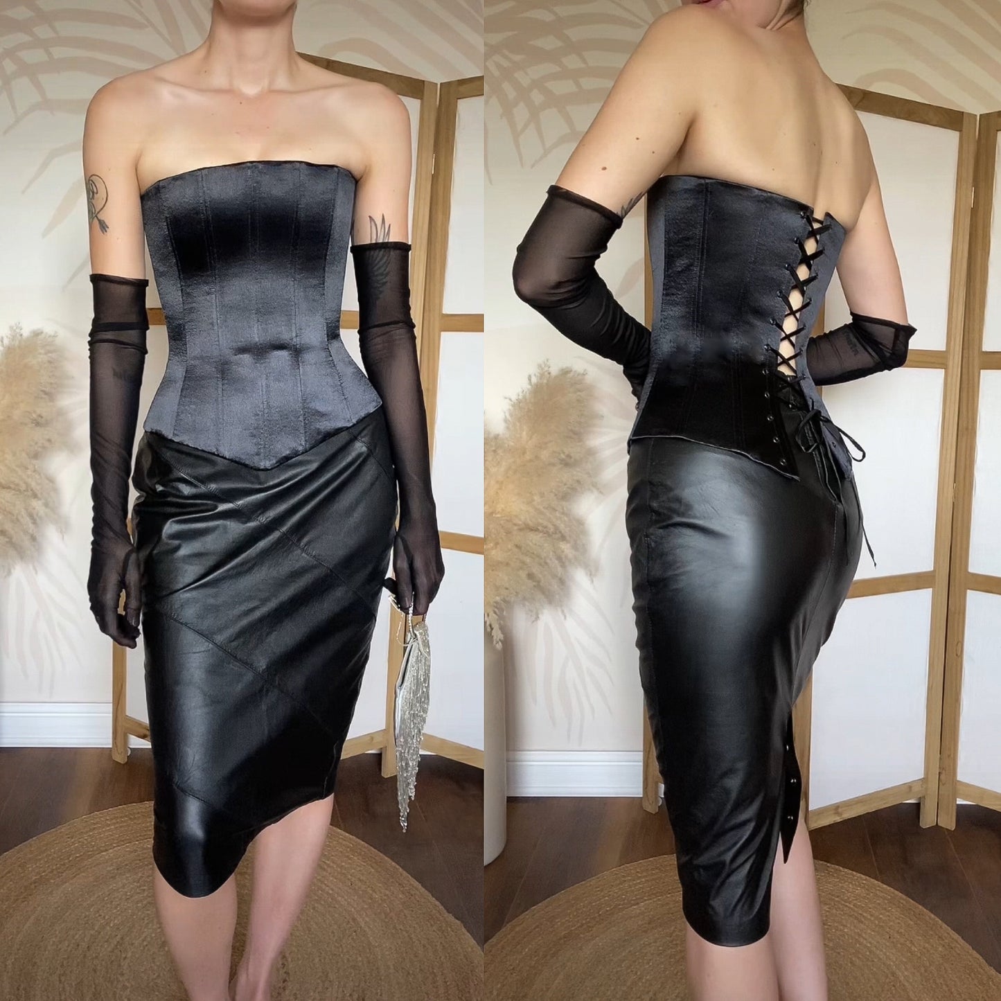 Dawn Stretton silky black corset uk 8