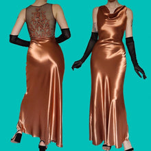 Load image into Gallery viewer, YVE London copper silky evening gown UK 8
