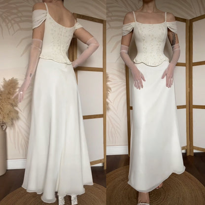 Stevies Gowns ivory off shoulder wedding dress uk 8