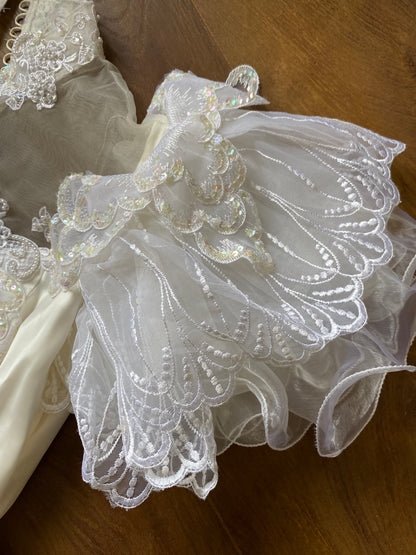 80s lace satin wedding dress with removable sleeves UK 10