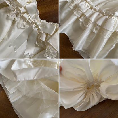 Vintage ivory 80s puff sleeve wedding dress uk 10-12