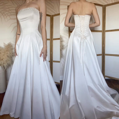 Maggie Sottero Couture blush white strapless wedding dress uk 12-14