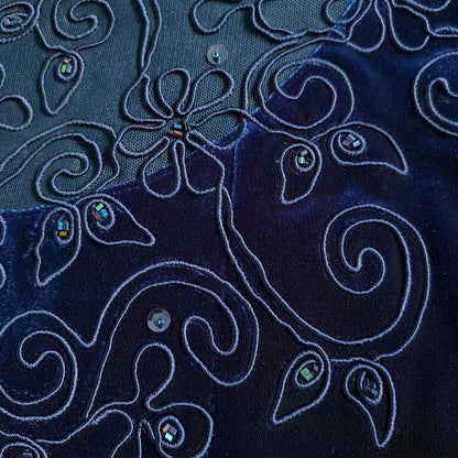 Gina Bacconi blue velvet evening gown UK 14-16