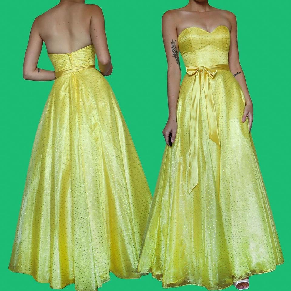 Glittery yellow a-line evening gown UK 10