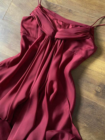 Tiffanys burgundy chiffon evening dress & shawl uk 14