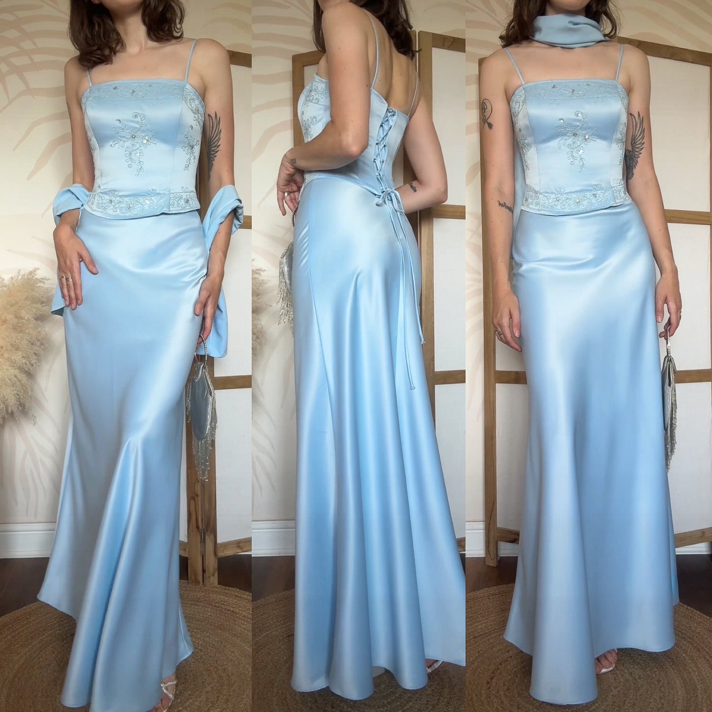 Yve London baby blue 3-piece prom set uk 8-10