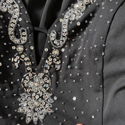 Black low cut lace up back evening dress UK 8-10