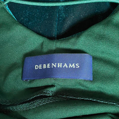 Dark green velvet open back evening dress UK 12-14