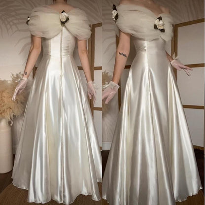 Dreamy vintage Ellis ivory satin wedding dress uk 14