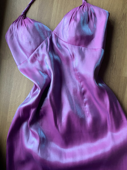 John Charles iridescent pink evening dress & shawl uk 12