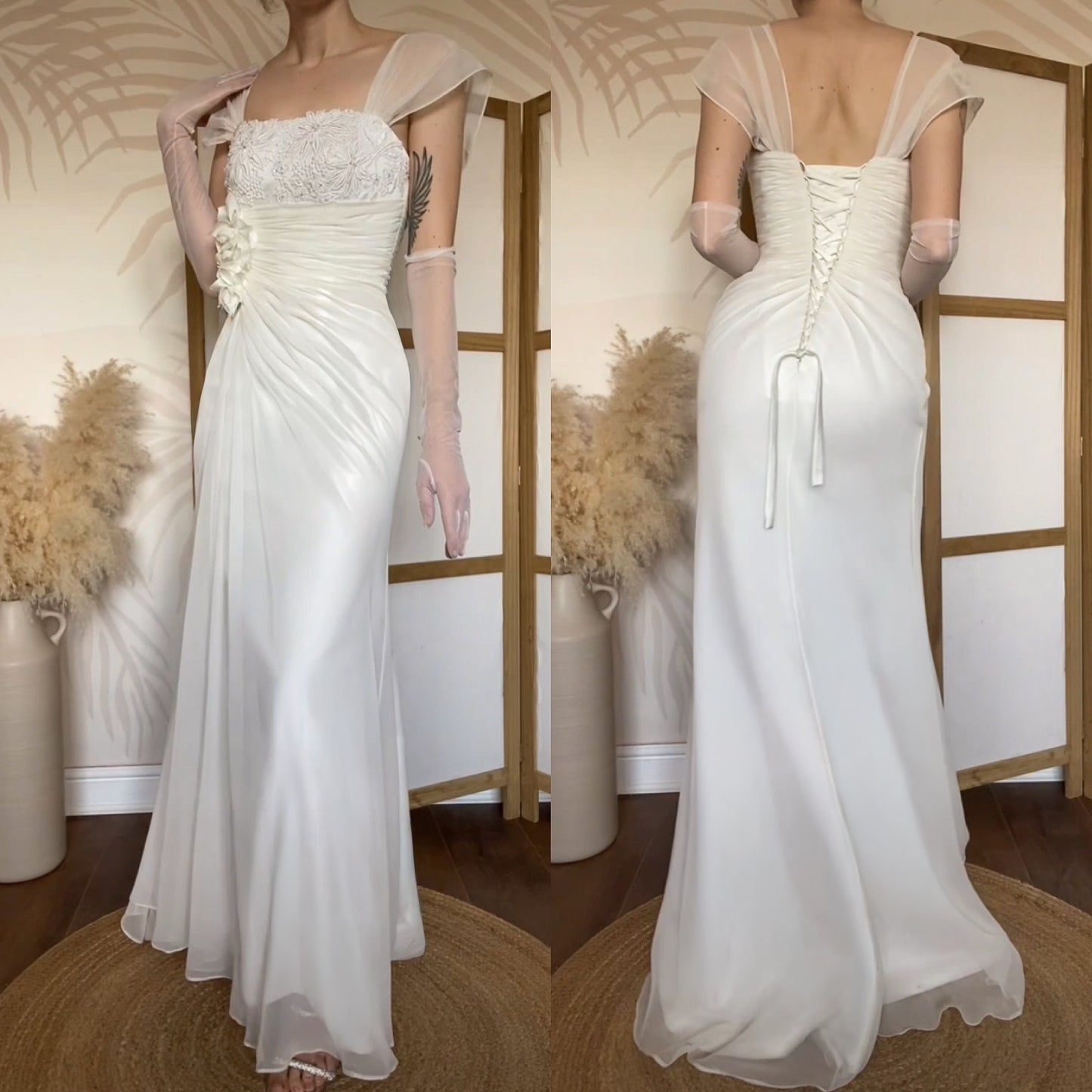 Amanda Wyatt ivory chiffon wedding dress uk 8-10