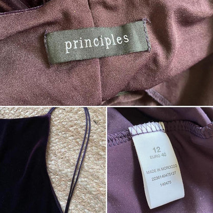 Purple velvet stretch low back evening dress UK 12