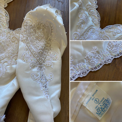 Ivory 80s satin long sleeve midi dress uk 8