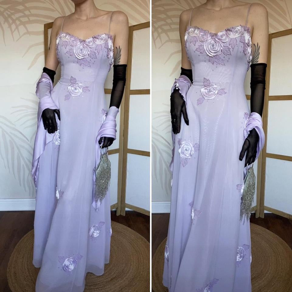 Christine Elizabeth lilac evening dress & shawl UK 12