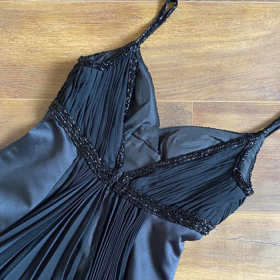 Niki Livas vintage black fitted evening dress UK 8