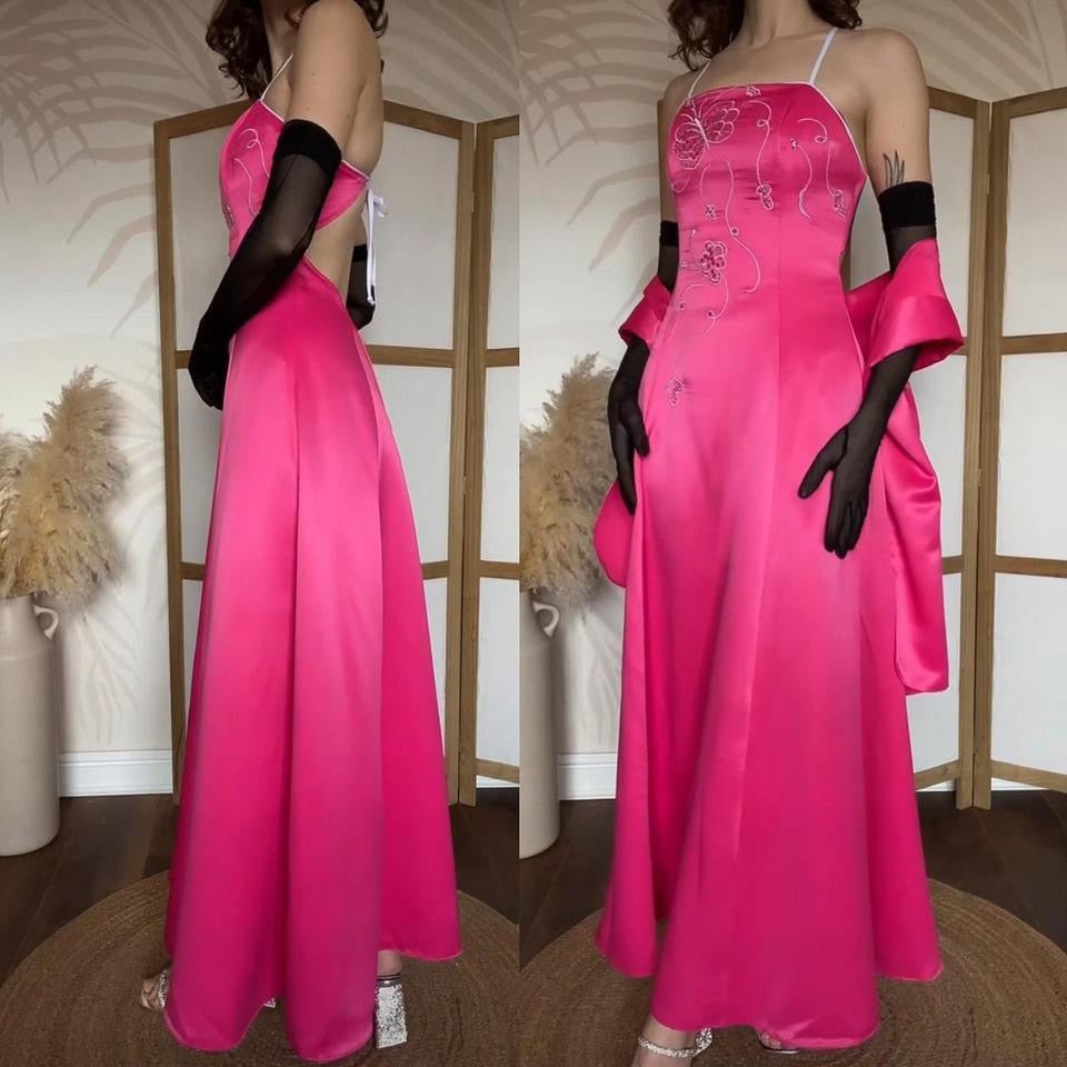 Dynasty fuchsia prom dress & shawl uk 10