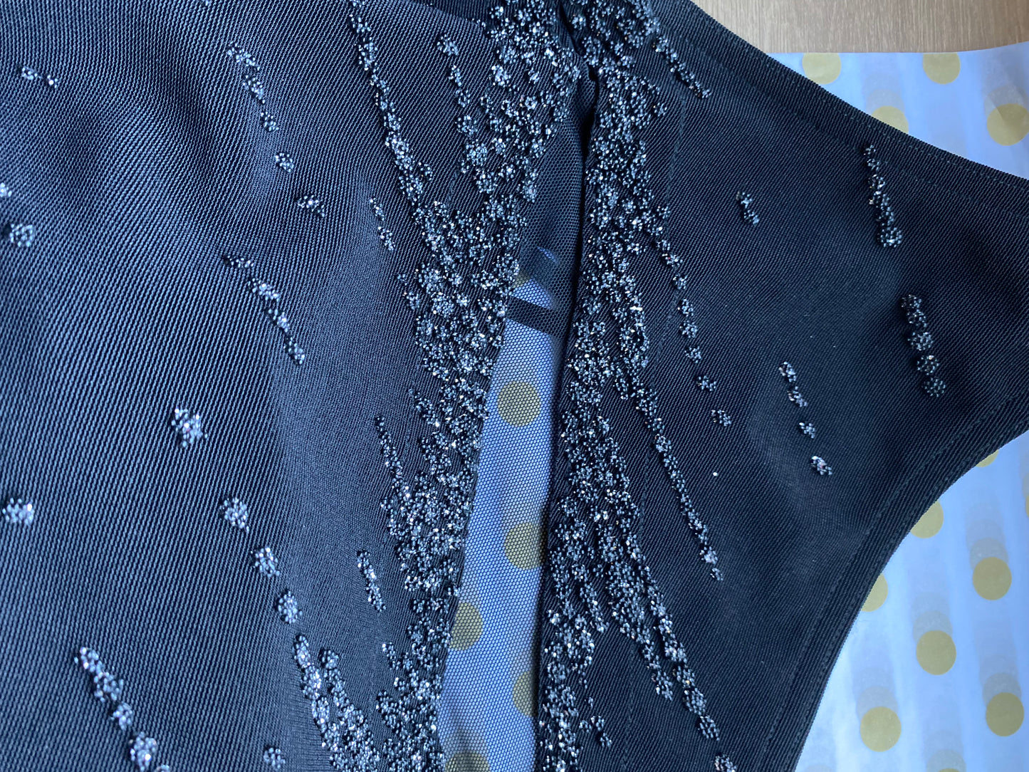 Tadashi Shoji stretch black party mini dress UK 14