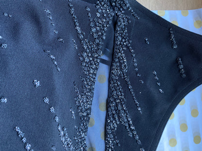 Tadashi Shoji stretch black party mini dress UK 14