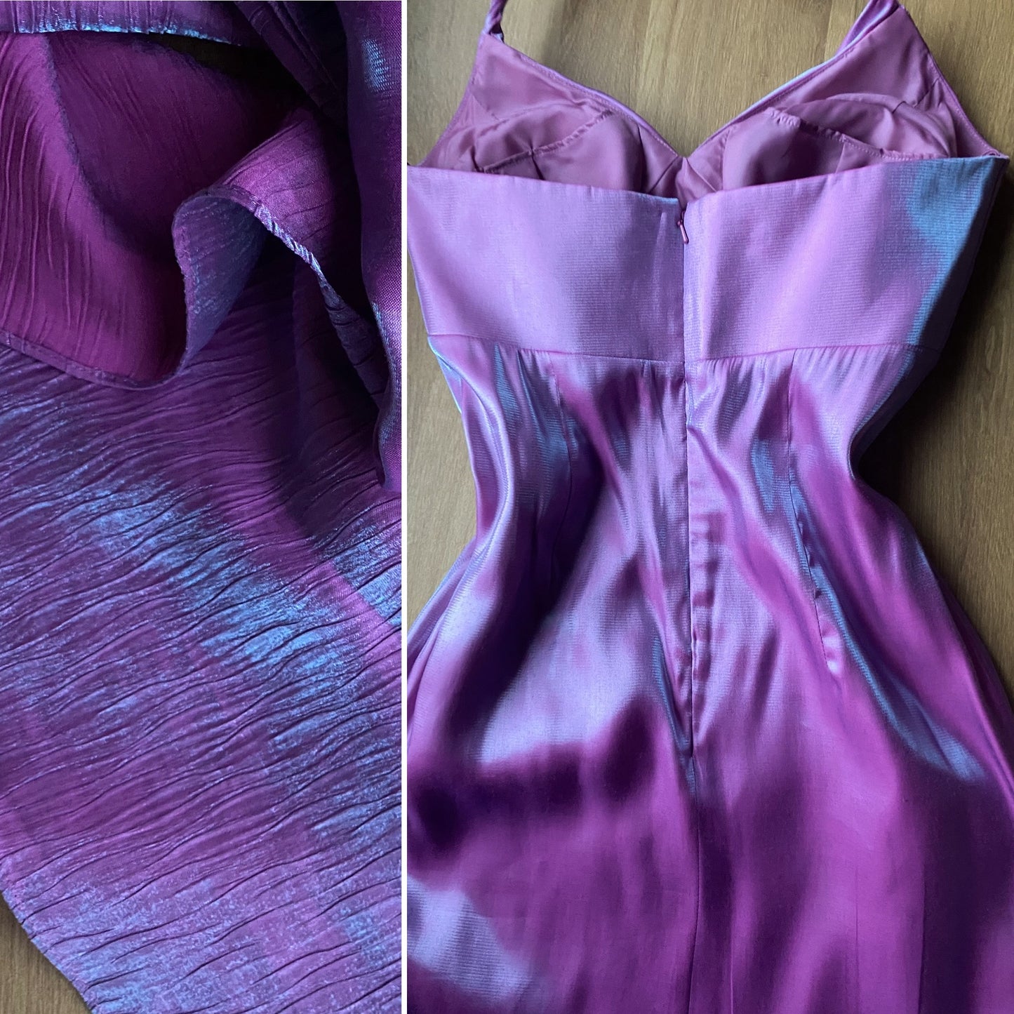 John Charles iridescent pink evening dress & shawl uk 12