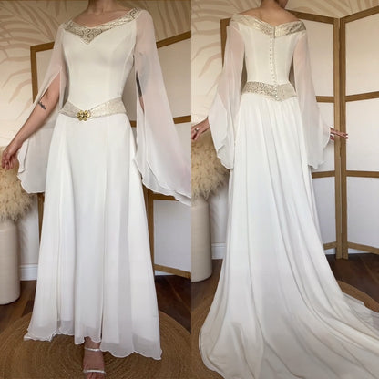Ivory long sleeve medieval inspired wedding dress uk 10