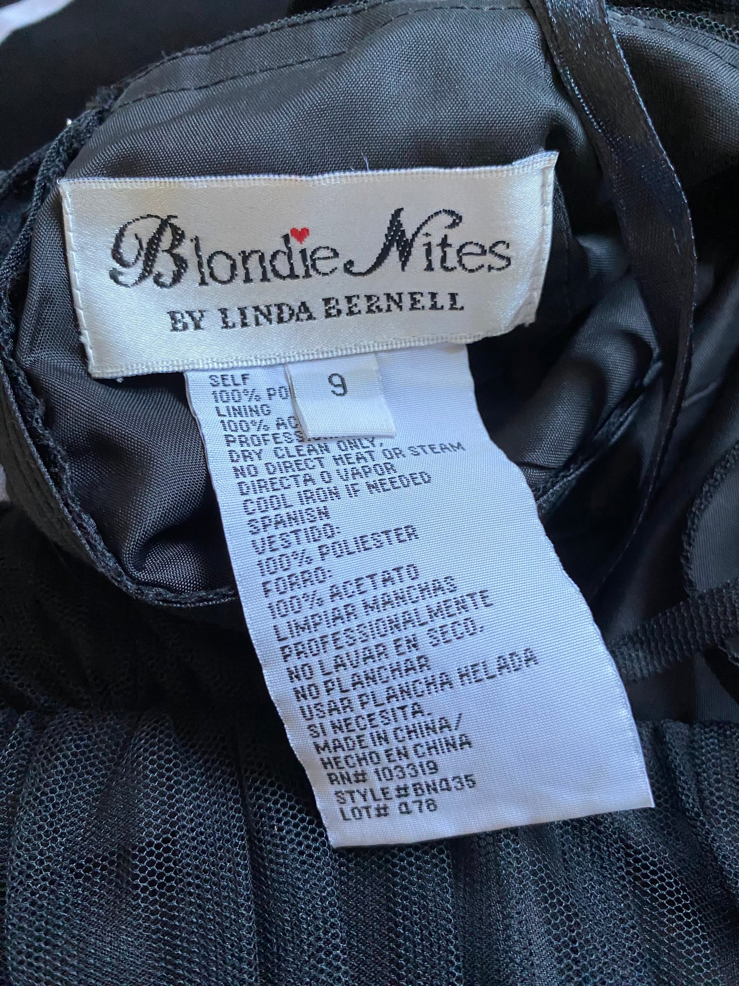 Black layered tulle ribbon evening gown UK 8/10