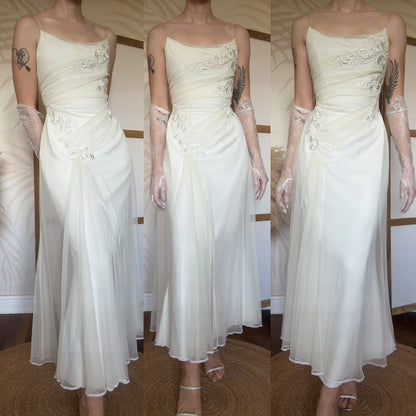 Petite ivory dreamy wedding or evening dress uk 10-12