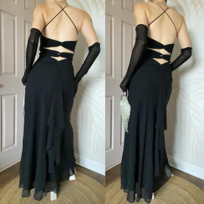 YVE London black evening dress UK 10-12