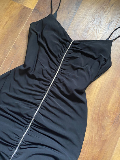 Black Dave & Johnny stretch diamanté evening dress UK 12