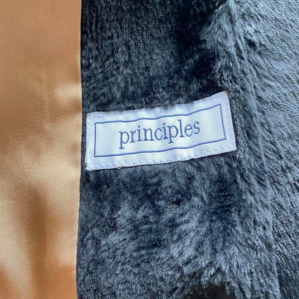 Soft black faux fur long blazer jacket UK 6/8