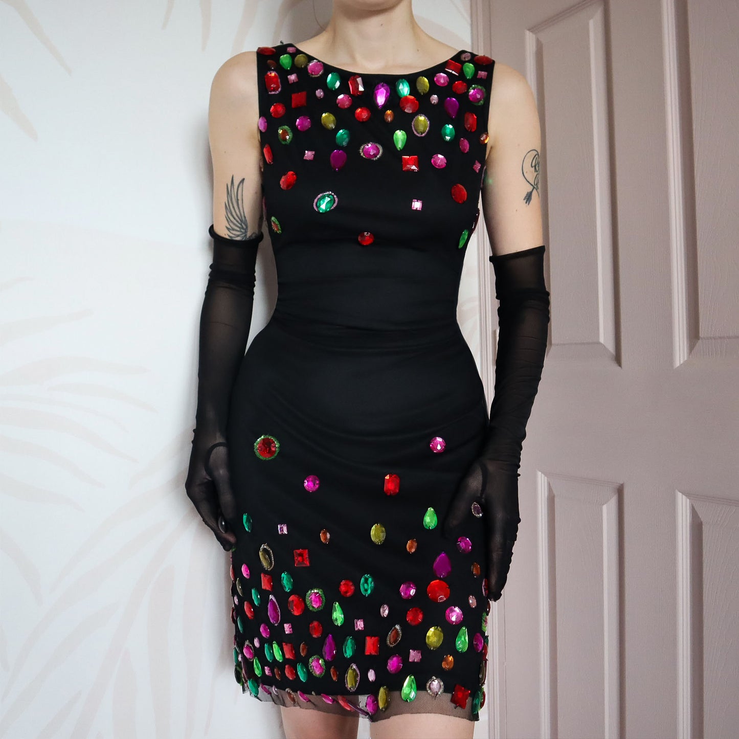 Black After Six stretch gem evening dress UK 14