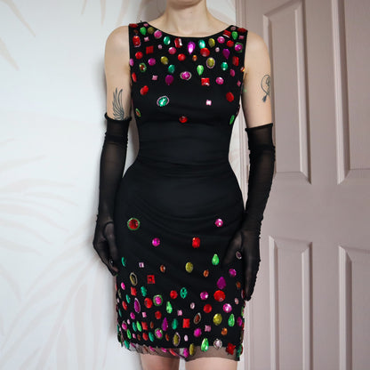 Black After Six stretch gem evening dress UK 14