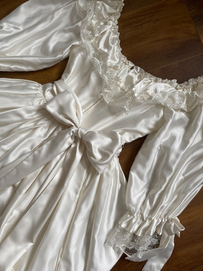 Ivory 80s vintage lace wedding dress uk 8