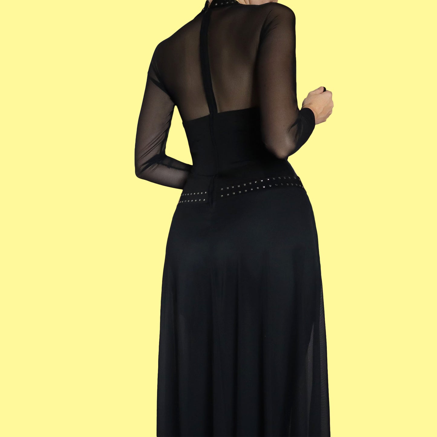 Tadashi Shoji black long sleeve evening dress UK 12