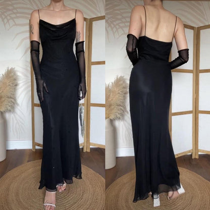 Dave & Johnny 100% silk beaded black evening dress uk 14