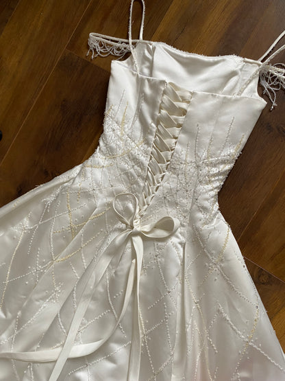 Maggie Sottero Couture ivory a-line beaded wedding dress uk 8