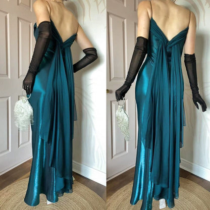 Dave & Johnny teal shimmery prom dress uk 12