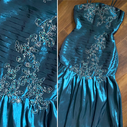 Shimmery blue fit & flare prom dress uk 8-10
