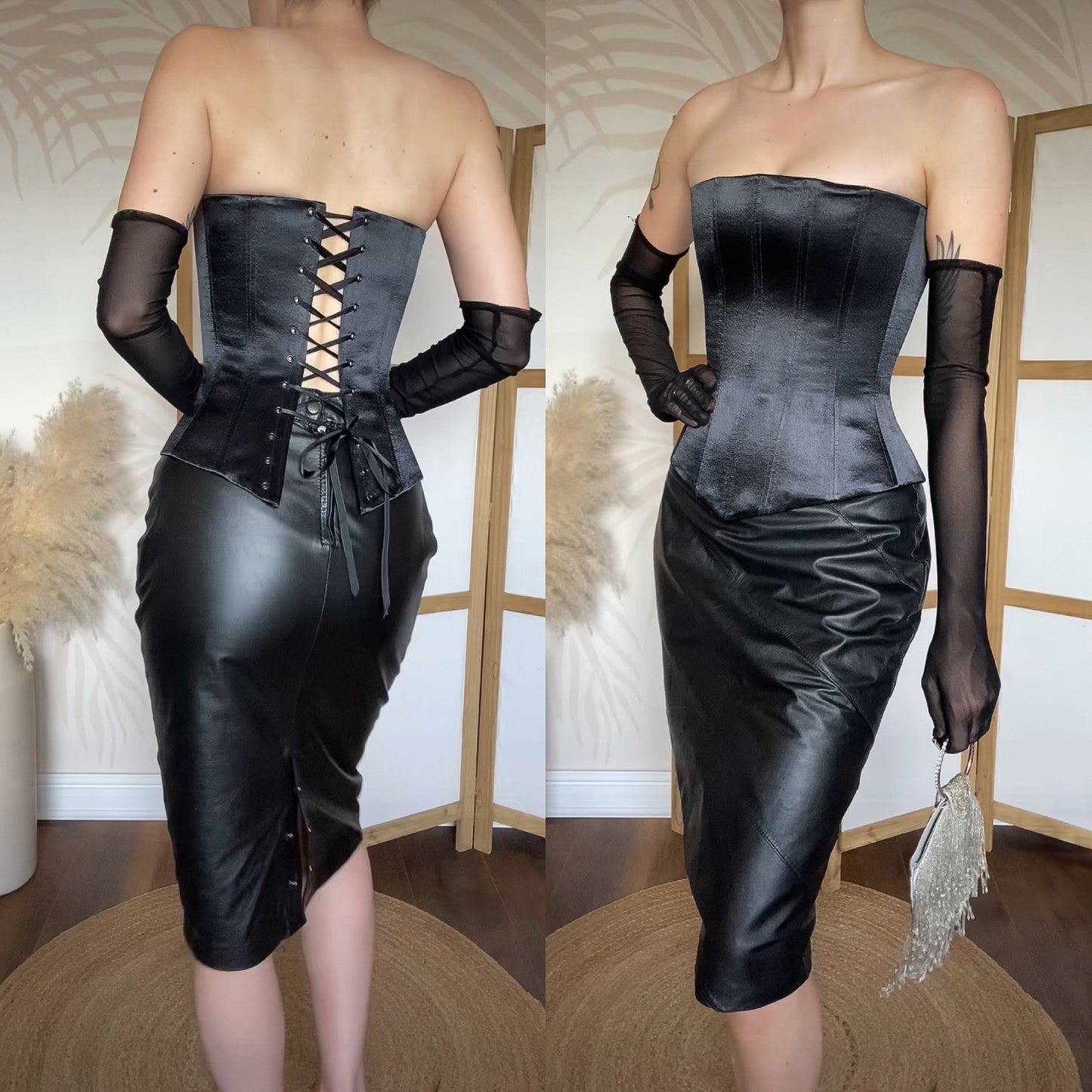 Dawn Stretton silky black corset uk 8