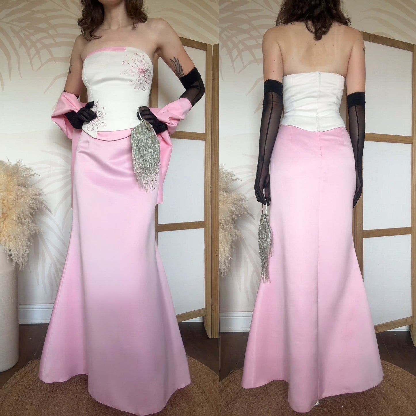 Dynasty pink & white 3-piece prom set uk 12-14