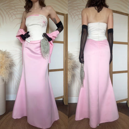 Dynasty pink & white 3-piece prom set uk 12-14