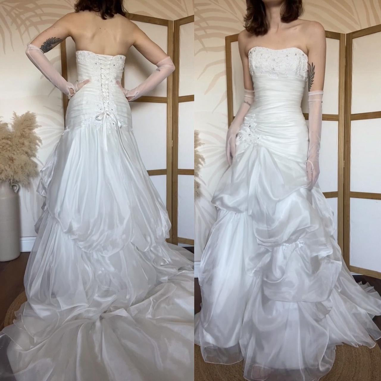 Maggie Sottero white organza wedding dress uk 14