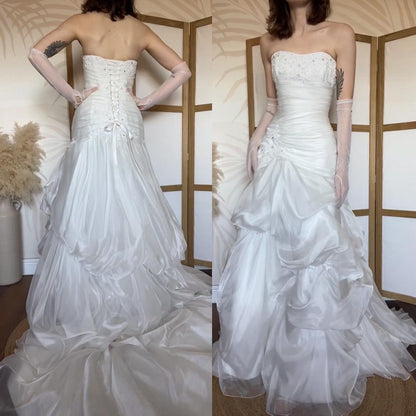 Maggie Sottero white organza wedding dress uk 14