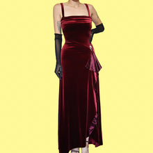 Load image into Gallery viewer, Kaliko red velvet stretch evening gown UK 12
