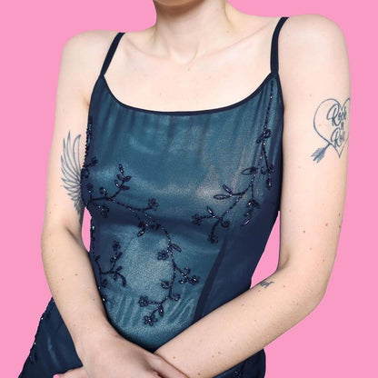 Beaded sapphire evening dress UK 12 & UK 14 available