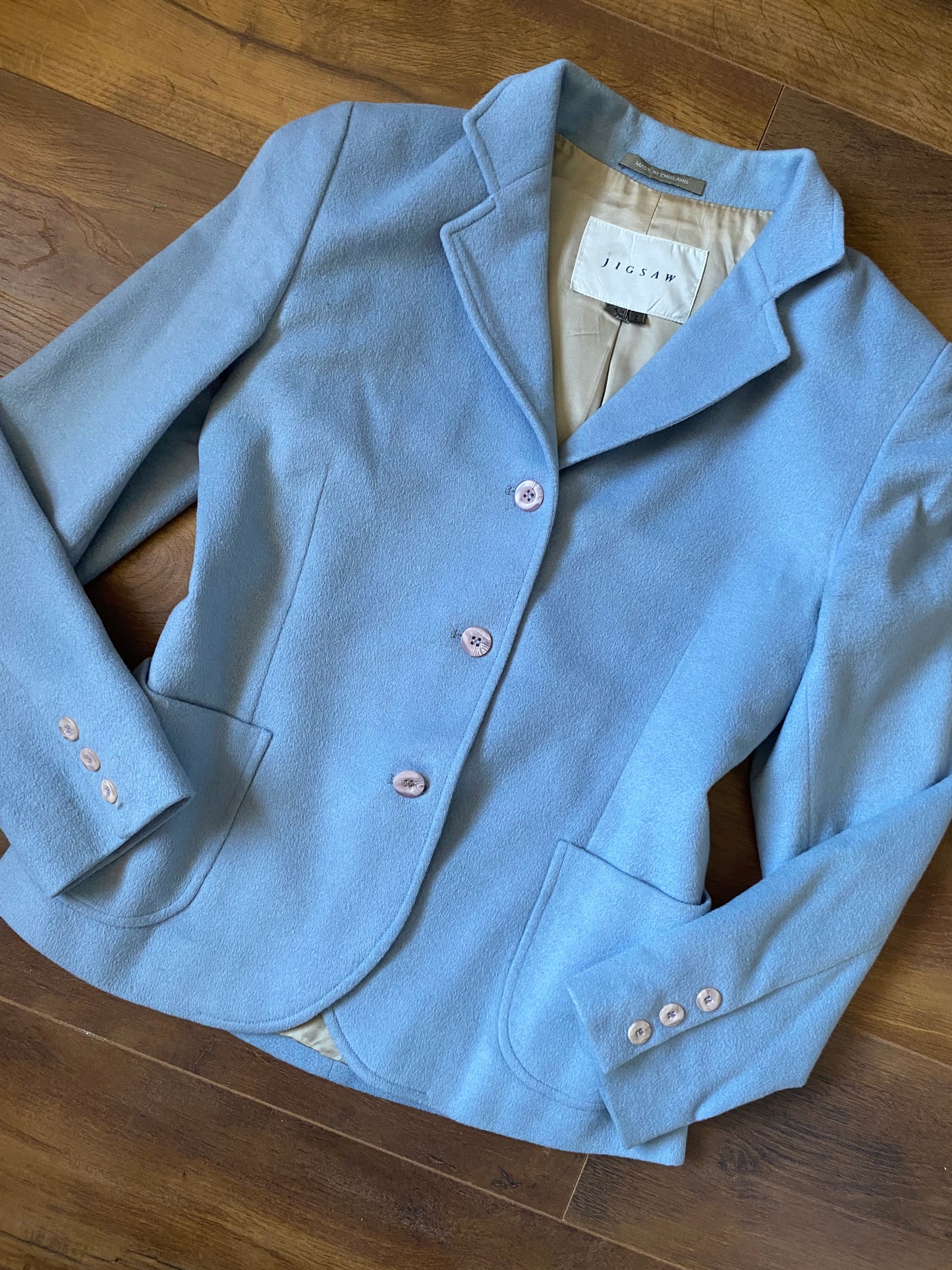 Stunning dusky blue super soft 2 piece suit UK 10