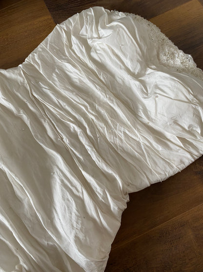 Ian Stuart ivory strapless fit & flare wedding dress UK 10-12