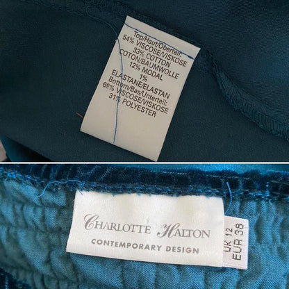 Teal Charlotte Halton 90s satin slip dress UK 12