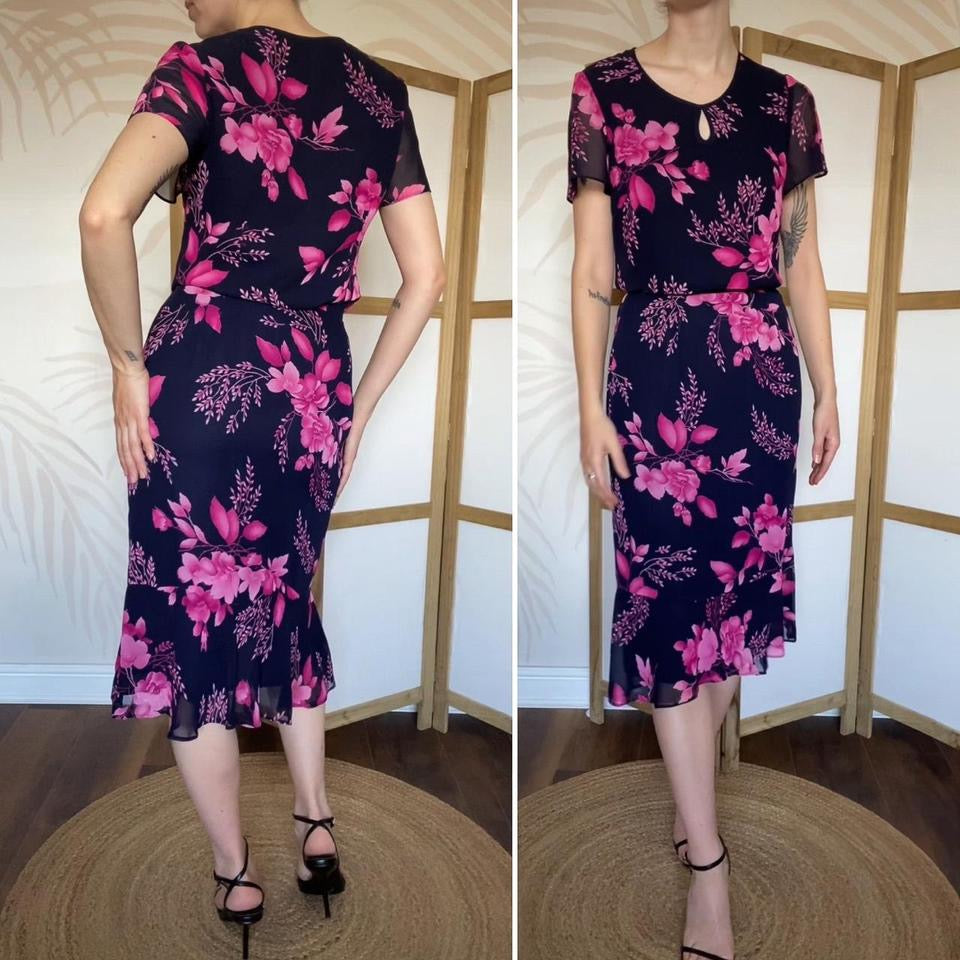 Jacques Vert navy floral 2 piece set UK 10